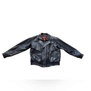 Gianni Ferrara Leather Jacket Men Size Large Black Full Zip Lined